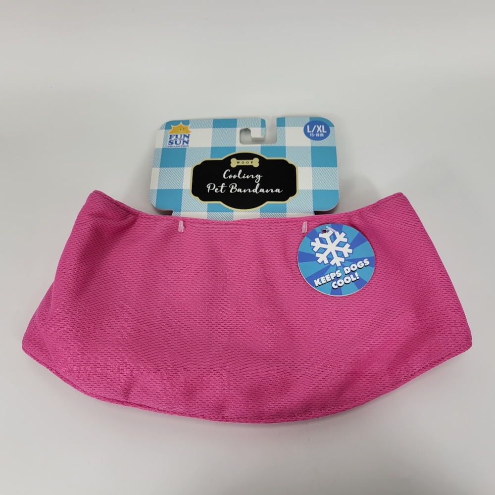 Woof Brand Pet Dog Cooling Neck Bandana Cool Relief Size Large XL L/XL Pink
